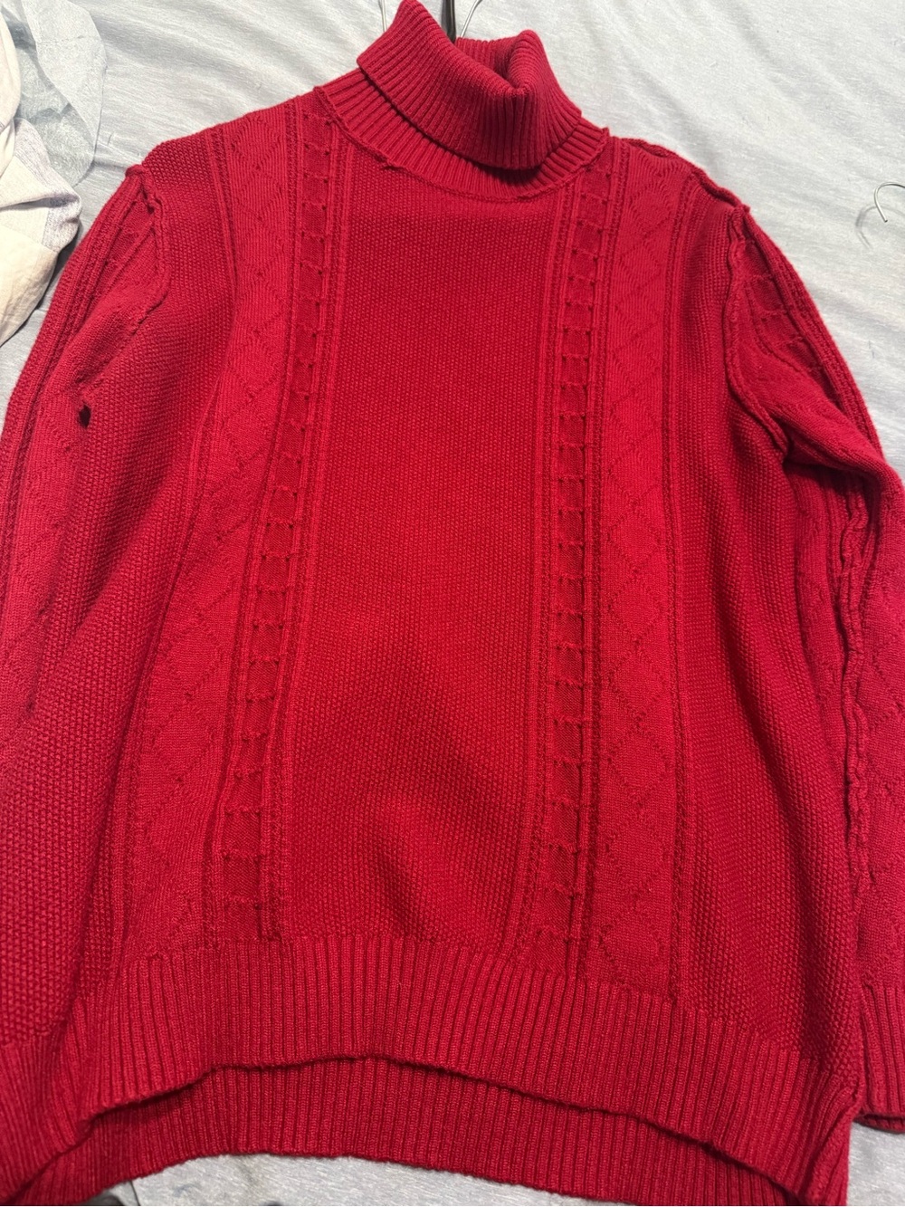 Fashion Nova Men's Crimson Cable Turtleneck Sweater